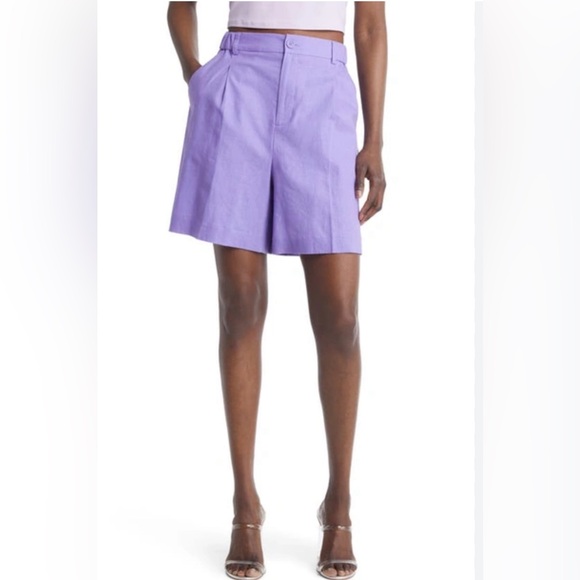 Open Edit Women’s Linen Blend Bermuda Shorts (small) - Picture 1 of 4